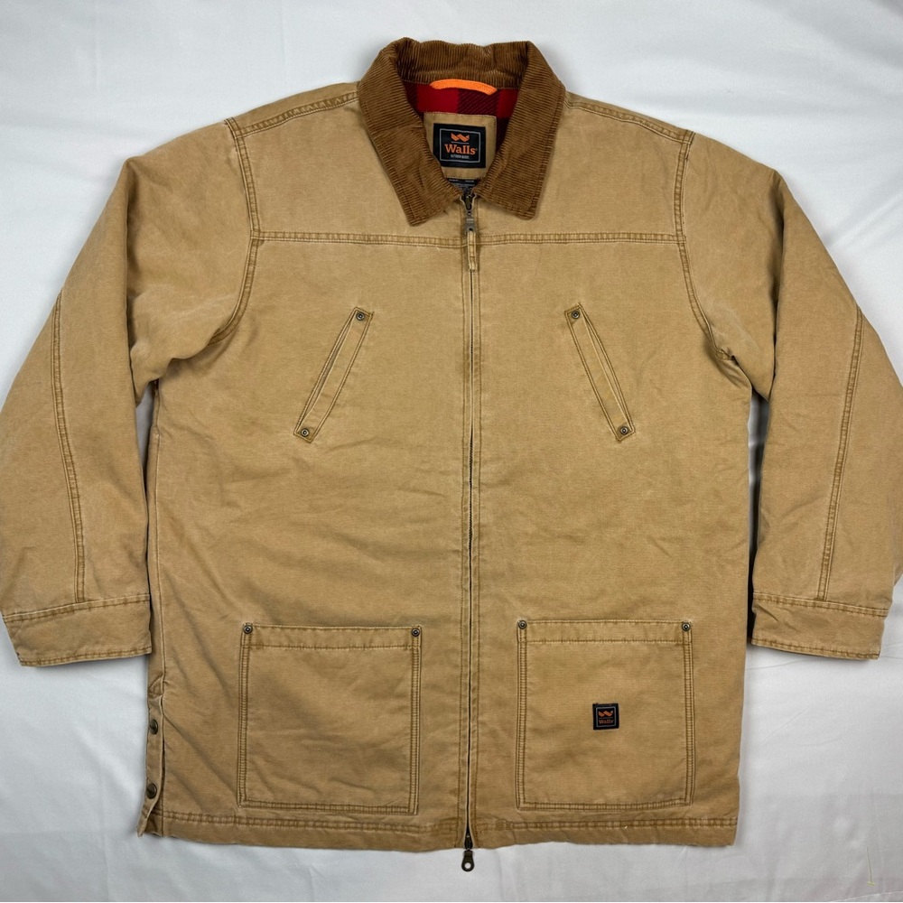 Walls Mens Buffalo Barn Coat Jacket XL Duck Canvas Plaid Fleece Lined Work Wear